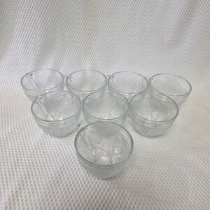 VTG KIG Indonesia Clear Glass Mugs Embossed Flower Leaves - Set of 8